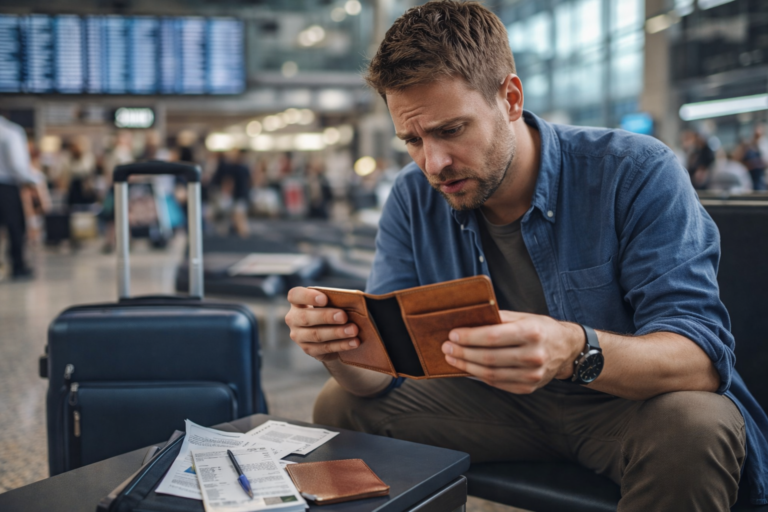 lost passport abroad traveler at airport