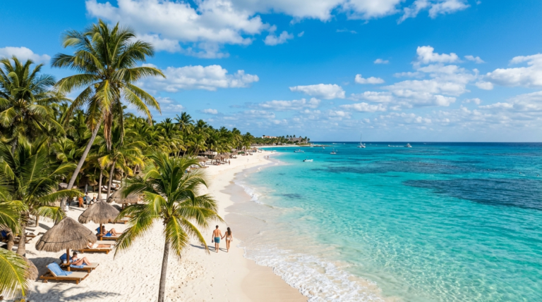Mexico travel guide beach in Cancun with turquoise water and white sand